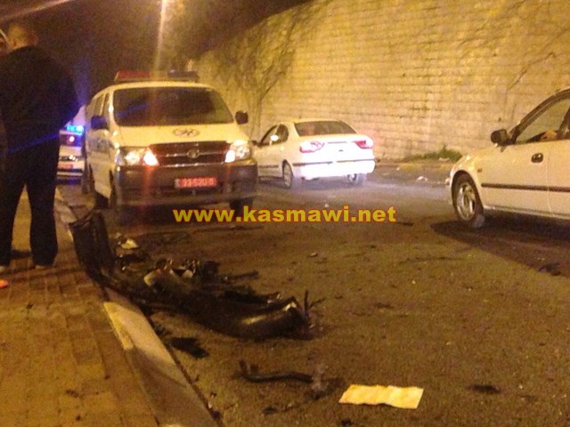 الناصرة: إصابة شاب بجراح خطيرة وأربعة آخرين بالمتوسطة في حادث طرق مروع